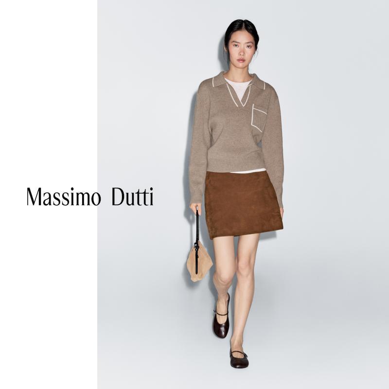 Autumn and Winter New Style Massimodutti2026 Women's Dimu Commuter Style Polo Collar Long-Sleeved Knitwear