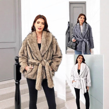 轻奢高级感加厚仿狐狸毛皮草外套女2025年冬季气质名媛中长款大衣
