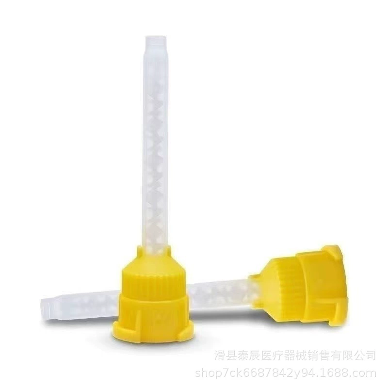 Смесительная головка для стоматологического силиконового каучука, малая изогнутая насадка для инъекций, головка для перемешивания, легкая одноразовая дозирующая головка, для однократного использования.
