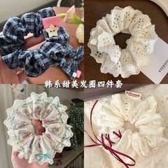 青い星のminiの小さい方のタオルのヘアリングのかわいいinsの甘い皮の筋の格子の団子の髪の毛の紐の髪飾りの女性の卸売り
