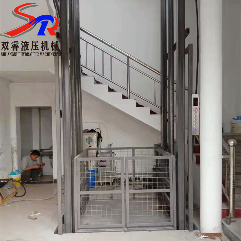 Simple Electric Hydraulic Rail-Type Lifting Cargo Elevator, Factory Workshop Cargo Lift, Small Electric Lifting Platform