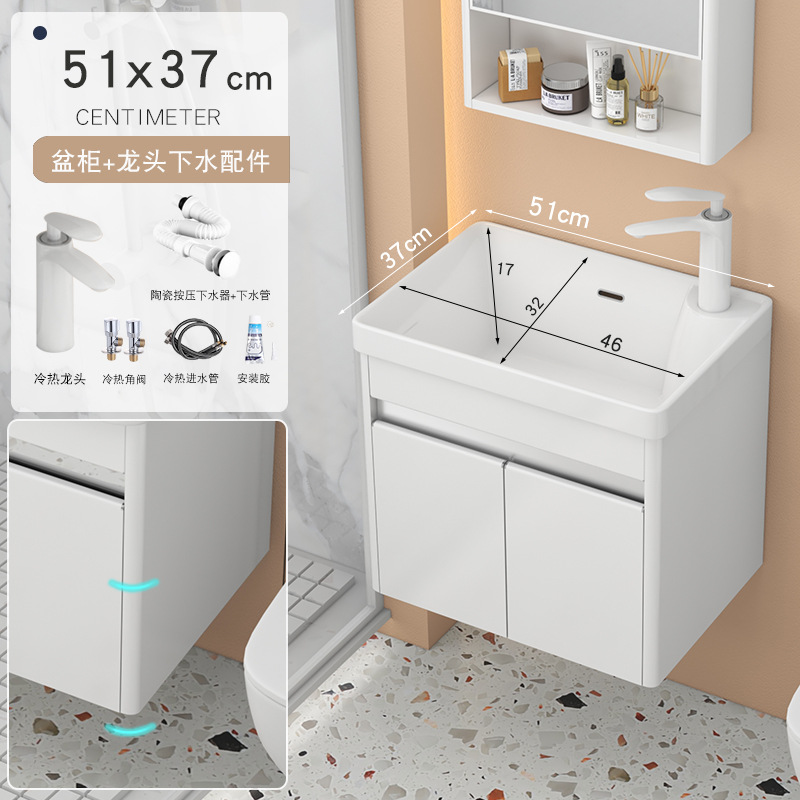 armario de baño de arco de acero inoxidable pequeño tipo cerámico lavabo integrado pequeño tamaño lavabo armario combinado lavabo