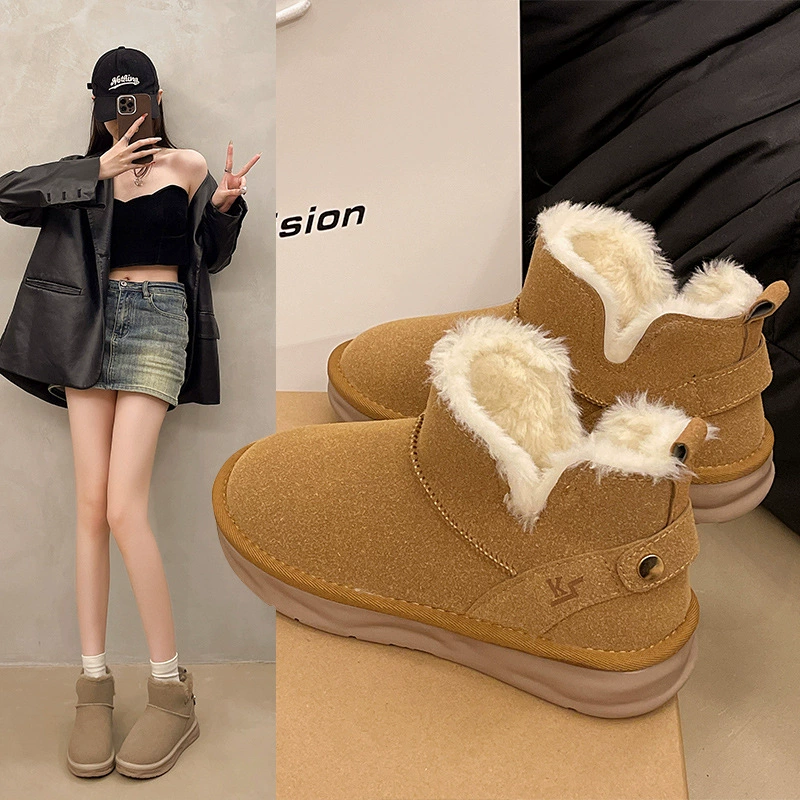 Fashionable keep warm winter chestnut boots platform