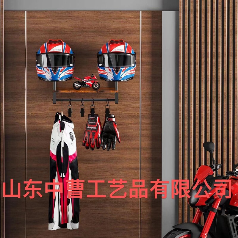in stock Wooden Motorcycle Helmet Rack Wall-mounted Motorcycle Helmet Display Rack Wooden Motorcycle Leather Equipment Rack