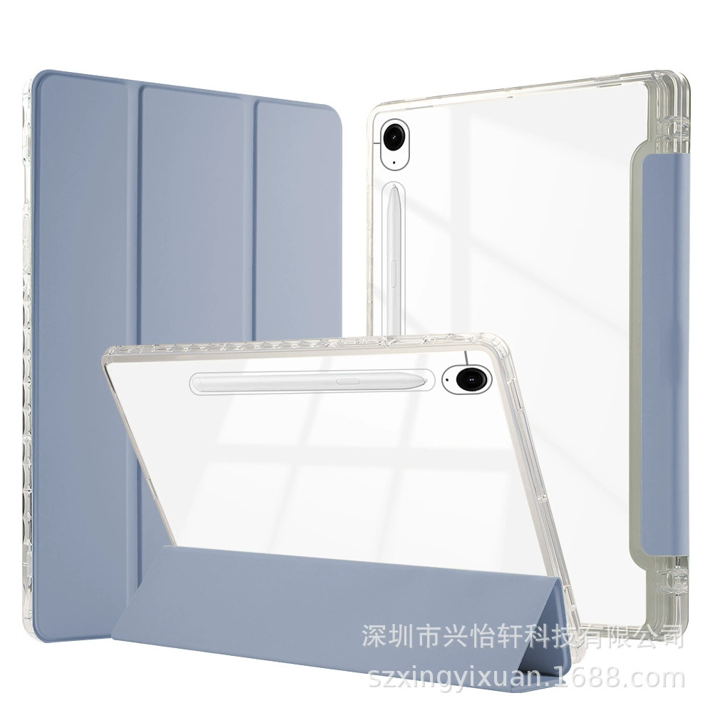 Protective Case (Samsung) Galaxy Tab S10 FE+ 13.1, transparent acrylic tri-fold stand with pen slot