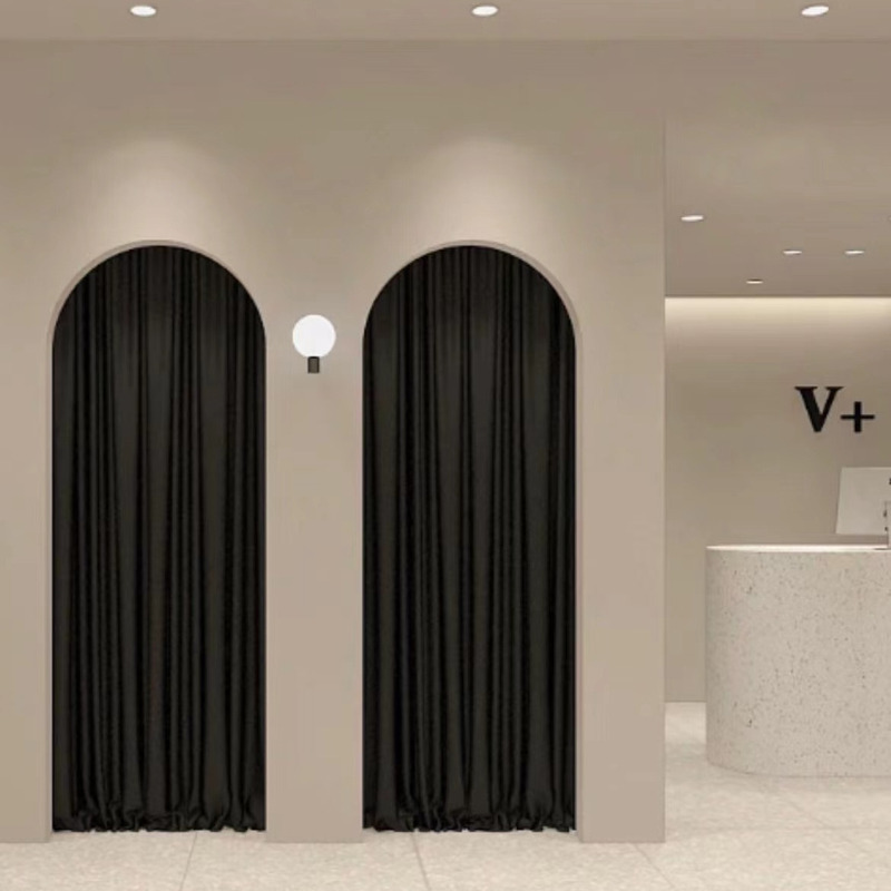 Arc-Shaped Arch Door, Curved Door, Women's Clothing Store Fitting Room Door Curtain, Dutch Velvet Telescopic Rod, No Drilling Required