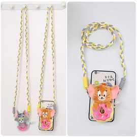 正版猫和老鼠手机背夹可爱造型手机防丢斜挎奶酪毛绒可爱送礼