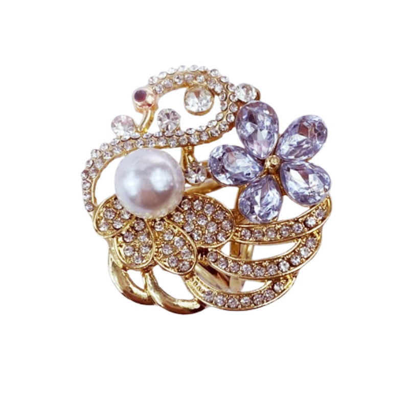 Zwaan broche met parels en kristallen voor dames elegant_voghion.com
