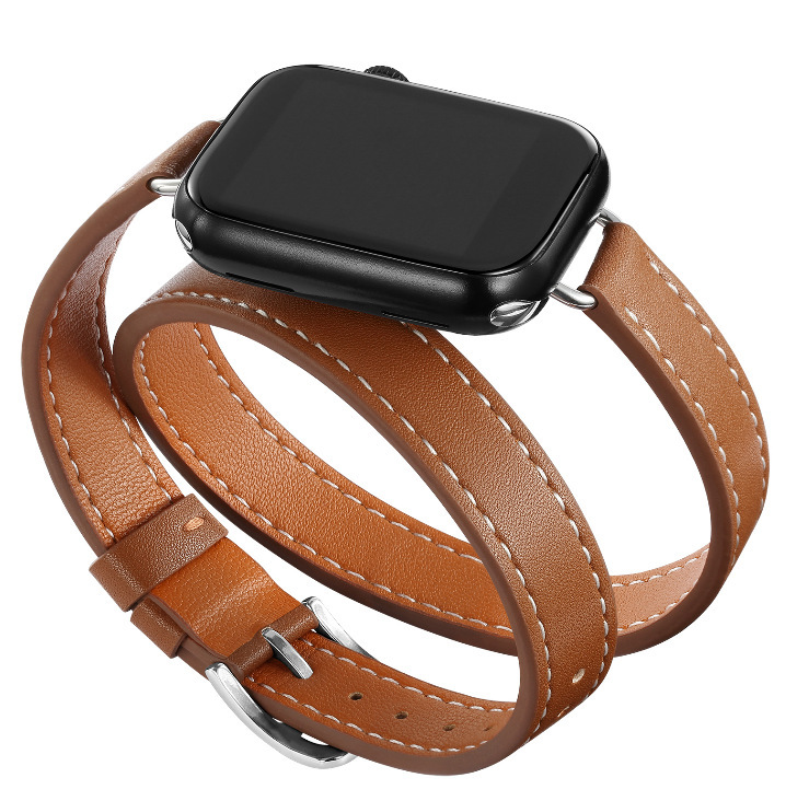 Suitable for Apple Watch Band Apple watch9/8/7/6/4 Slim-Fit Double-Circle Slim Waist Apple Leather Watch Band