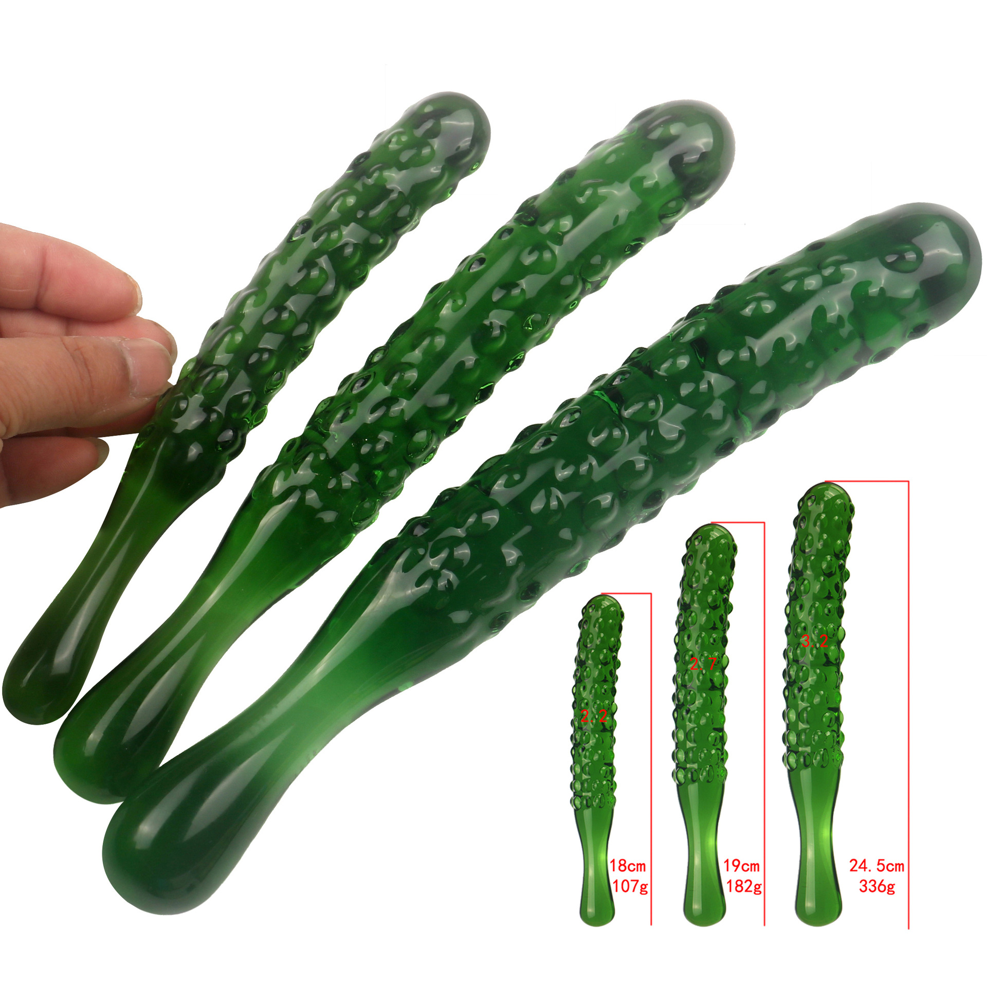 Gode en verre en forme de concombre vert, produit sexuel féminin, plug anal, masturbateur, jouet pour adulte_voghion.com
