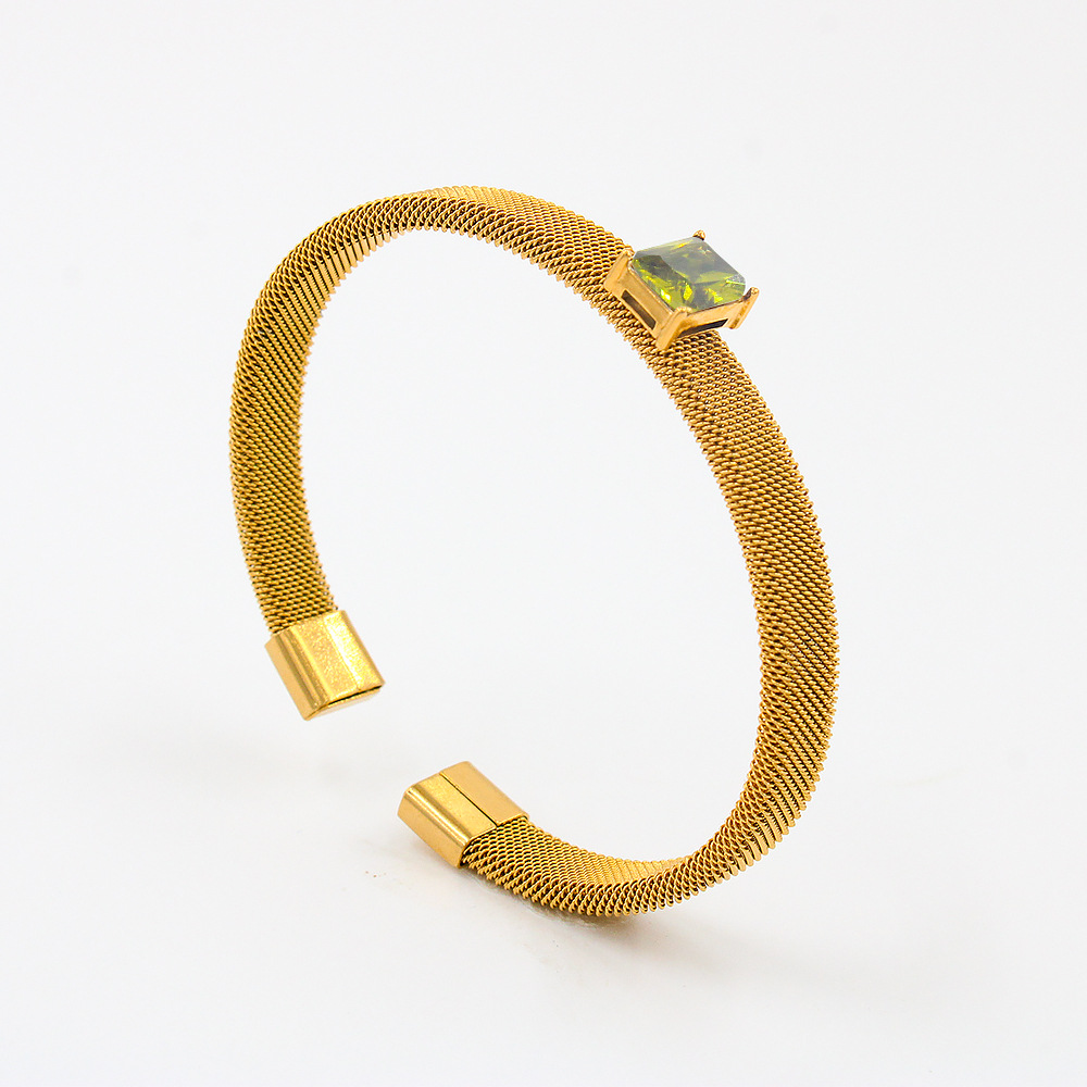 Simple Style Geometric Stainless Steel Inlay Zircon Bangle 1 Piece