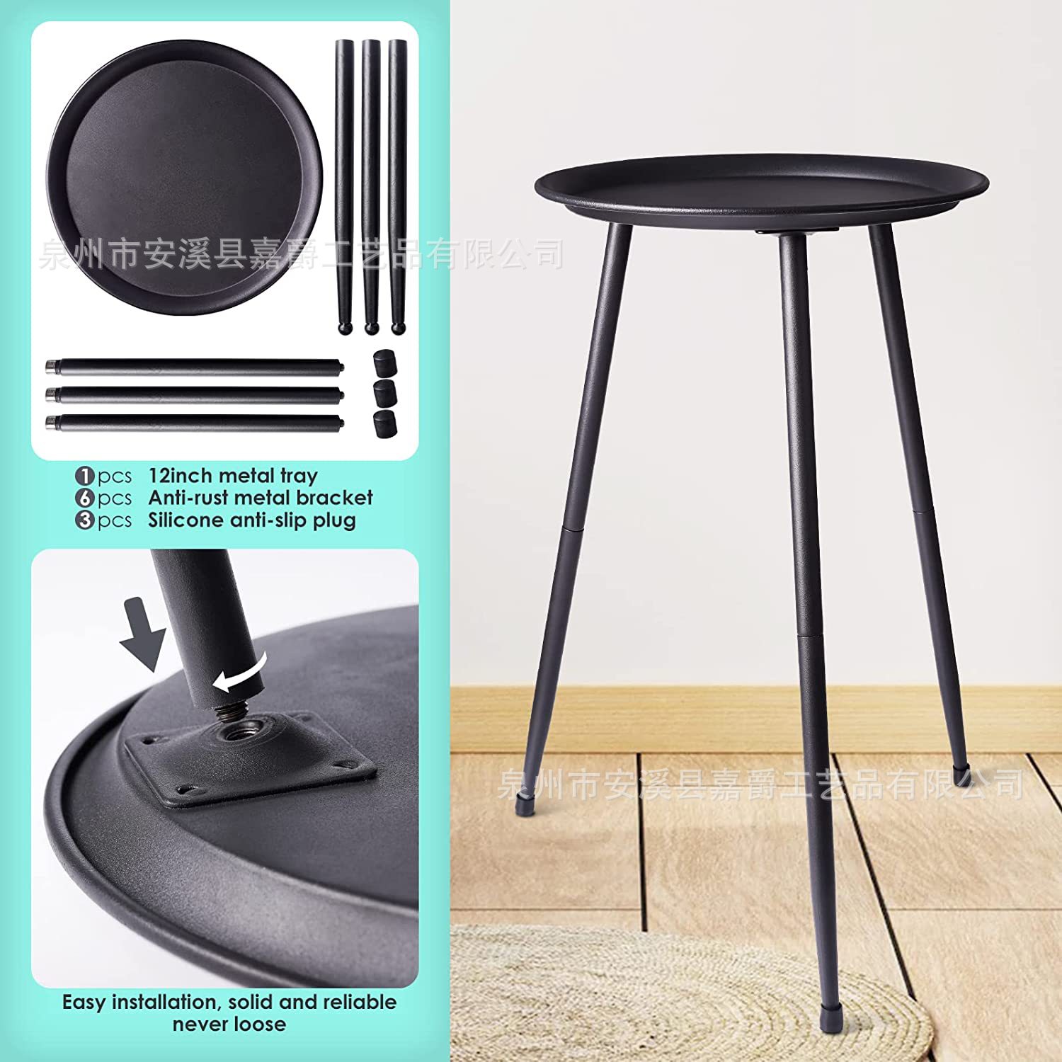 Amazon hierro combinación de madera maciza montaje soporte de flores de una sola capa de pie estante de la olla interior sala de estar mesa redonda estante de almacenamiento