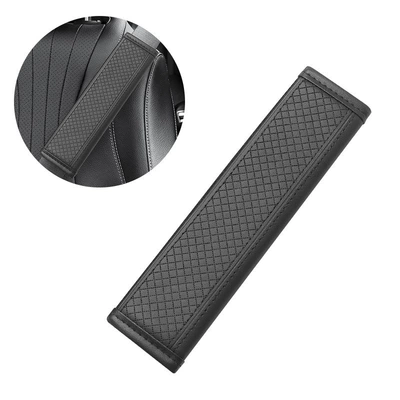Seat belt shoulder pad Embossed Leather Safety Belt - embossed-shoulder-pad-black-single