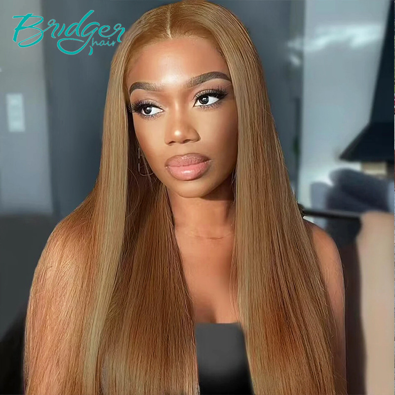 13*4 Lace Hoofddeksel Menselijk Haar Kleur #8 Menselijk Haar kant frontale pruiken_voghion.com