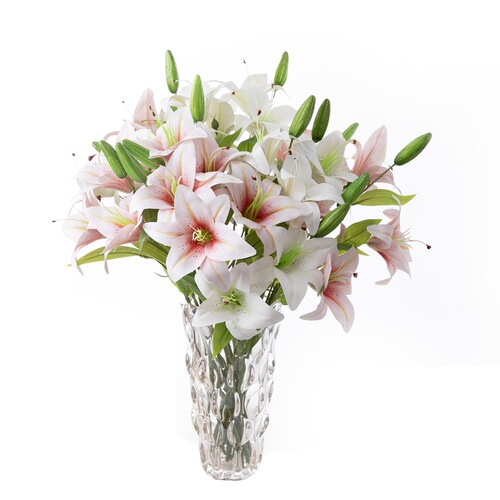 Wedding Artificial Double-Head 3D Printed Lily Simulation Flower Manufacturer Home Decoration Cross-Border Wholesale INSMW31587Y