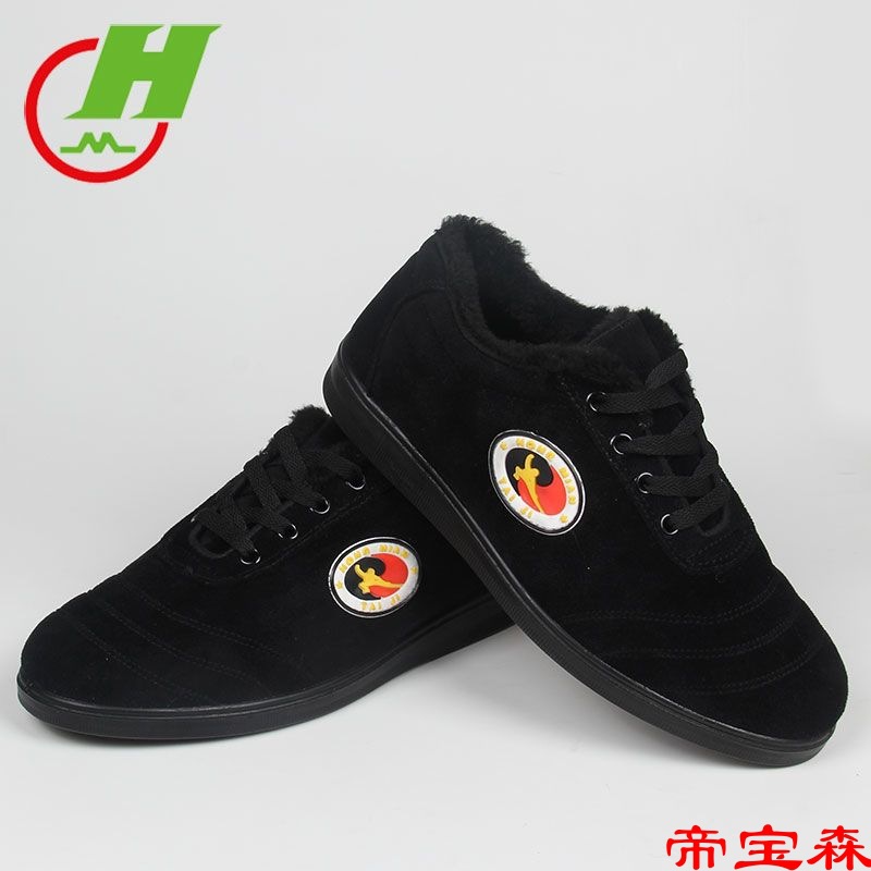 Taiji shoes winter thickening Plush Cotton-padded shoes men and women A martial art Practice shoes Middle and old age soft sole Taiji boxing