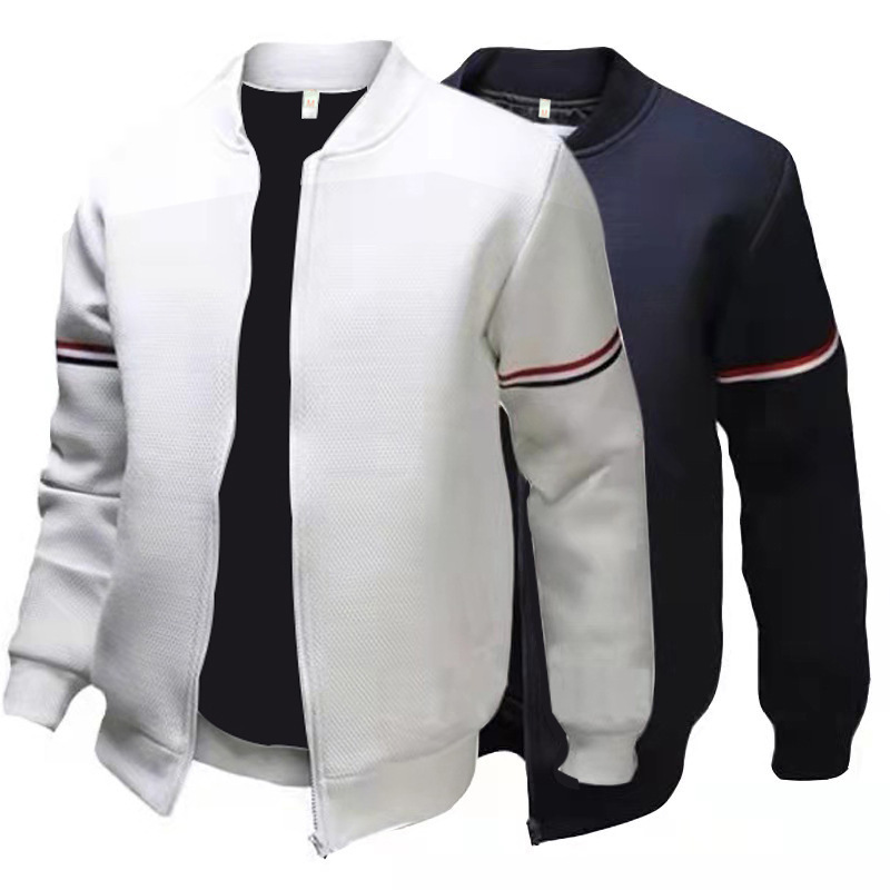 Foreign Trade Cross-border wiSh2021 Fall/Winter Men's Casual Jacket Ribbon Zipper Stand Collar Sweater Jacket Foreign Trade Cross-border wiSh2021 Fall/Winter Men's Casual Jacket Ribbon Zipper Stand Collar Sweater Jacket