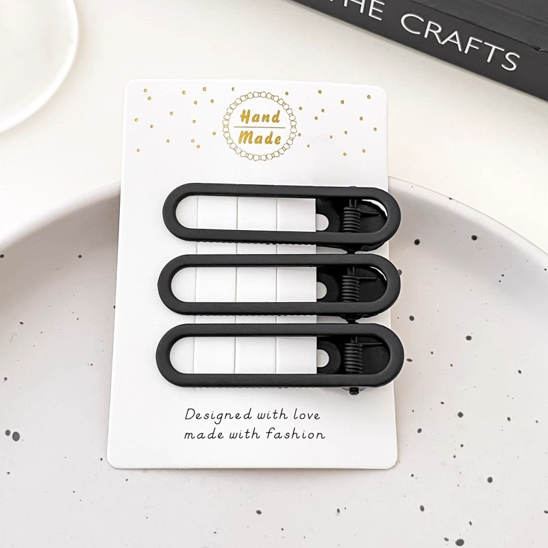 Youyou 2025 nueva horquilla negra, flequillo, clip de cabello roto en la frente, tocado lateral, pico de pato, palabra simple