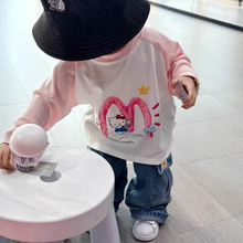 儿童秋冬T恤休闲百搭卡通羊毛拉架男女宝宝打底衫中小套保暖上衣