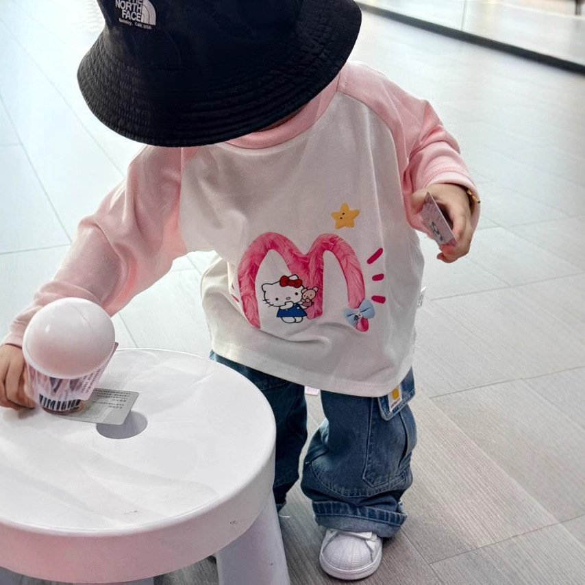 儿童秋冬T恤休闲百搭卡通羊毛拉架男女宝宝打底衫中小套保暖上衣
