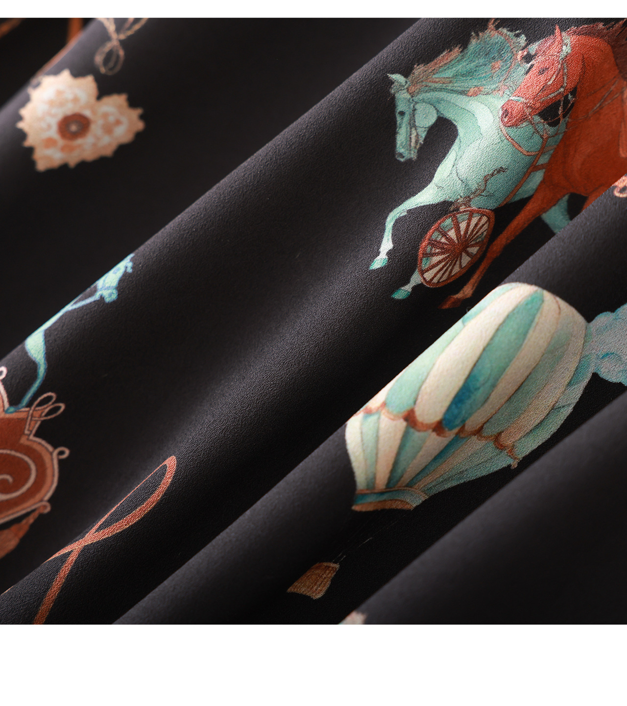 Đầm chữ A tay ngắn in họa tiết chiffon mùa hè — màu đen chi tiết 21