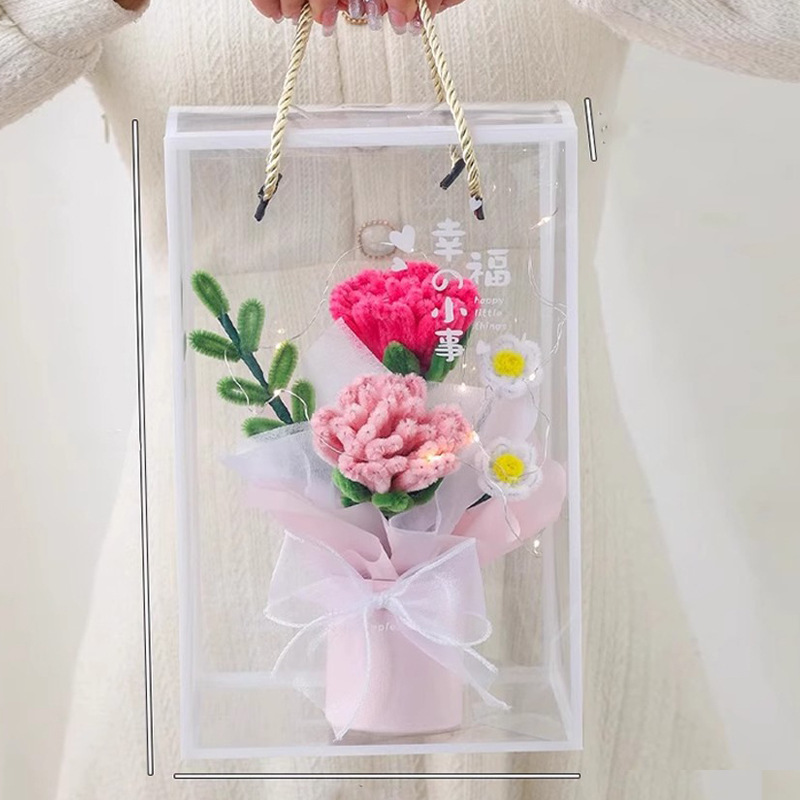 Bouquet exquisito caja de embalaje de mascotas transparentes de gran capacidad de flores de San Valentín en stock caja de embalaje transparente de PVC al por mayor