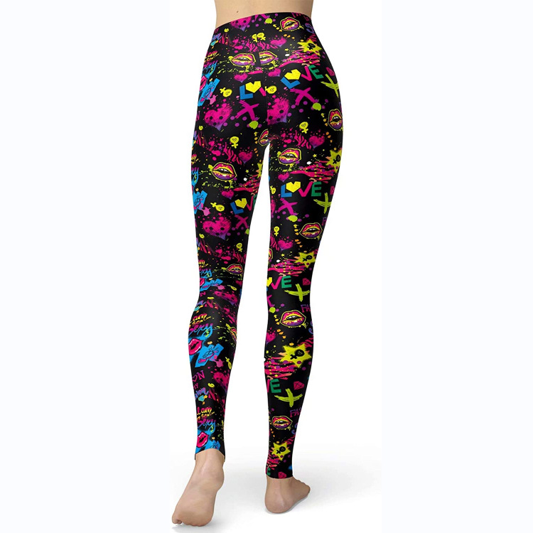 Abbigliamento da donna multicolore stampato slim fit fianchi sollevamento snellente grandi dimensioni corsa yoga fitness leggings_voghion.com