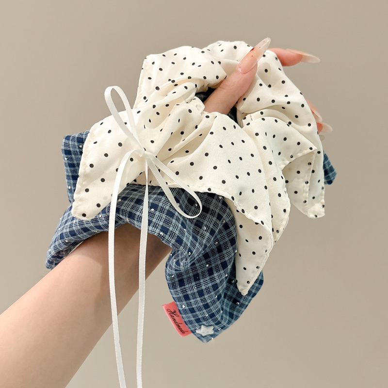 Hermano dulce crema de viento blanco punto de onda anillo de pelo intestino grande lindos toallas cuadradas anillo de pelo femenino de alta calidad con cola de caballo joyas de pelo