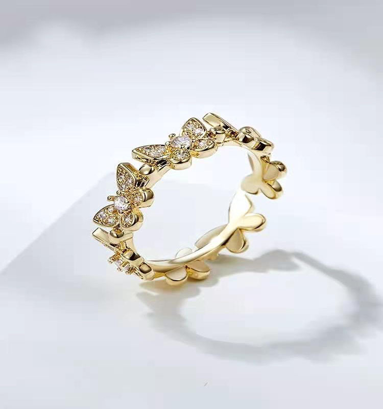 Designer Butterfly Ring Adjustable Open Full Diamond Sparkle_voghion.com