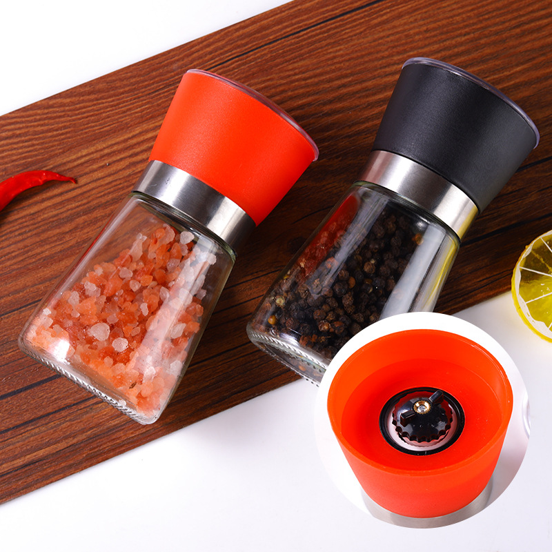 Molinillo de vidrio Cónico manual de pimienta Molinillo de sal gruesa Botella de molienda manual portátil