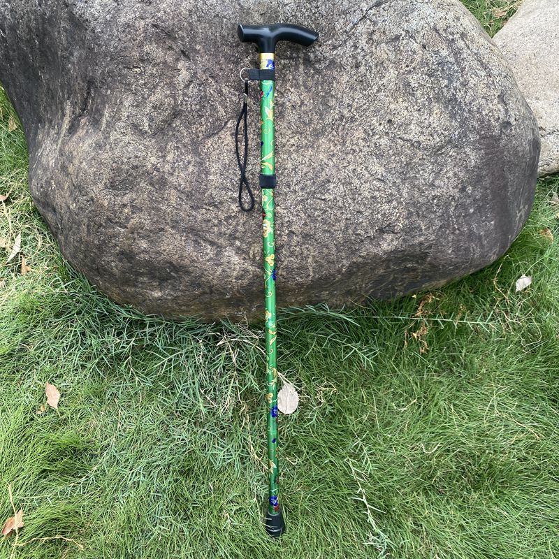 Al aire libre de aleación de aluminio, bastones de montaña plegables telescópicos, bastones de cinco nudos, muletas de senderismo, muletas portátiles para ancianos