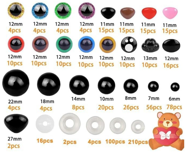 Accesorios de juguete Ojos artísticos Color Triángulo Nariz Muñeca de felpa Ojos negros 280 globos oculares 280 espaciadores