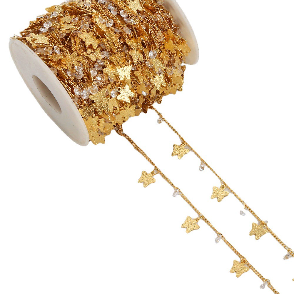 Copper chain, pendant, decorations, 18 carat, golden color