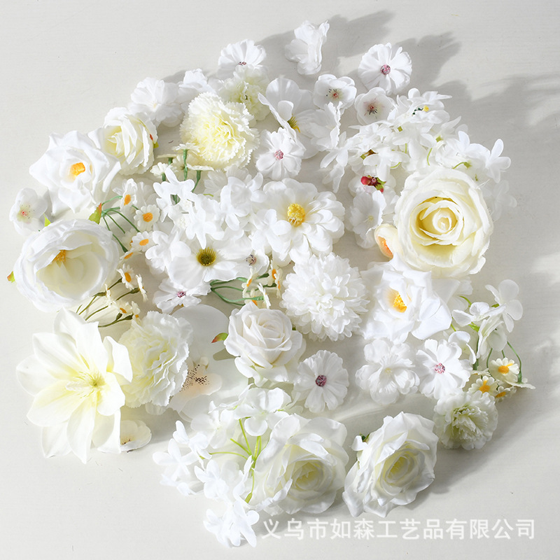 Decoración de flores de imitación blanca seda flordiy material artesanal tocado accesorios de flores decoración de boda para el hogar