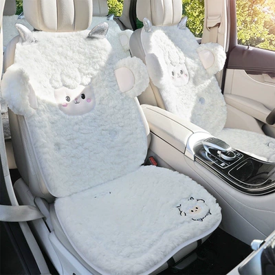 seat cover, cute single-piece plush, Wool pad - coconut-white-double-seatthickened-lamb-wool-super-warm-non-slip-and-durable