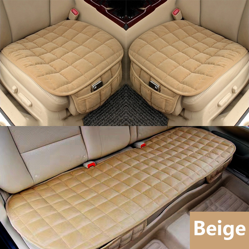 Car seat cushion, winter plush anti-slip three-piece set, two front seats + rear seat without backrest, small three-piece set, manufacturer wholesale