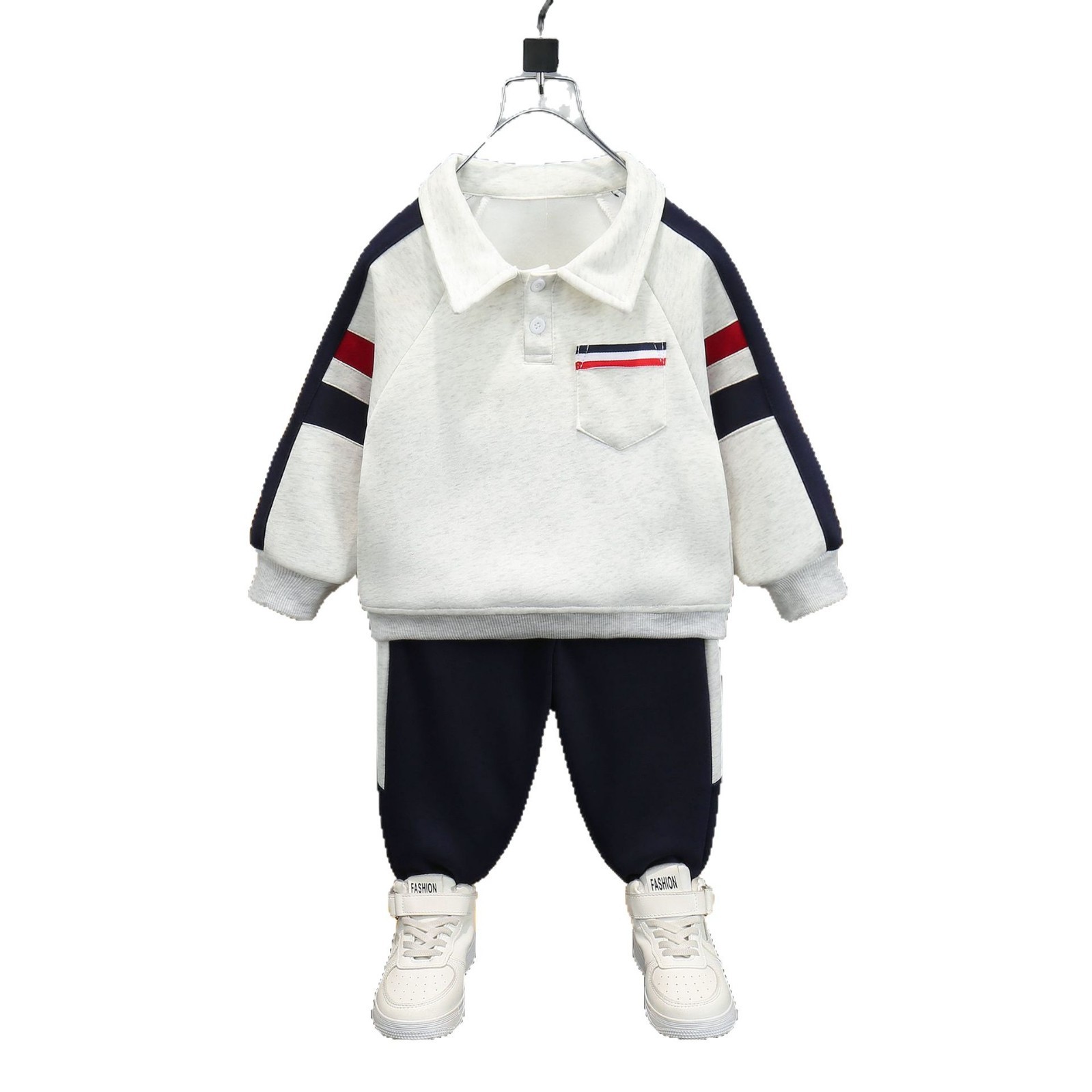 7083 traje de camisa POLO para niños ropa casual de primavera y otoño 2025 nuevo suéter de niño traje de dos piezas de primavera