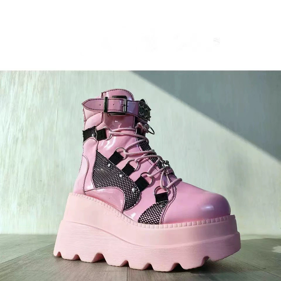 Platform boots Amazon 2022 collection, mid‑calf punk style, chunky sole, plus sizes 35–43