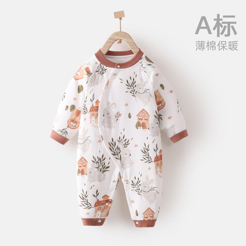 Cute Deer Newborn Spring and Autumn Thin Cotton Bodysuit Top Baby Pure Cotton Warm Crawling Suit 40g Cotton Clothing Infant Apparel