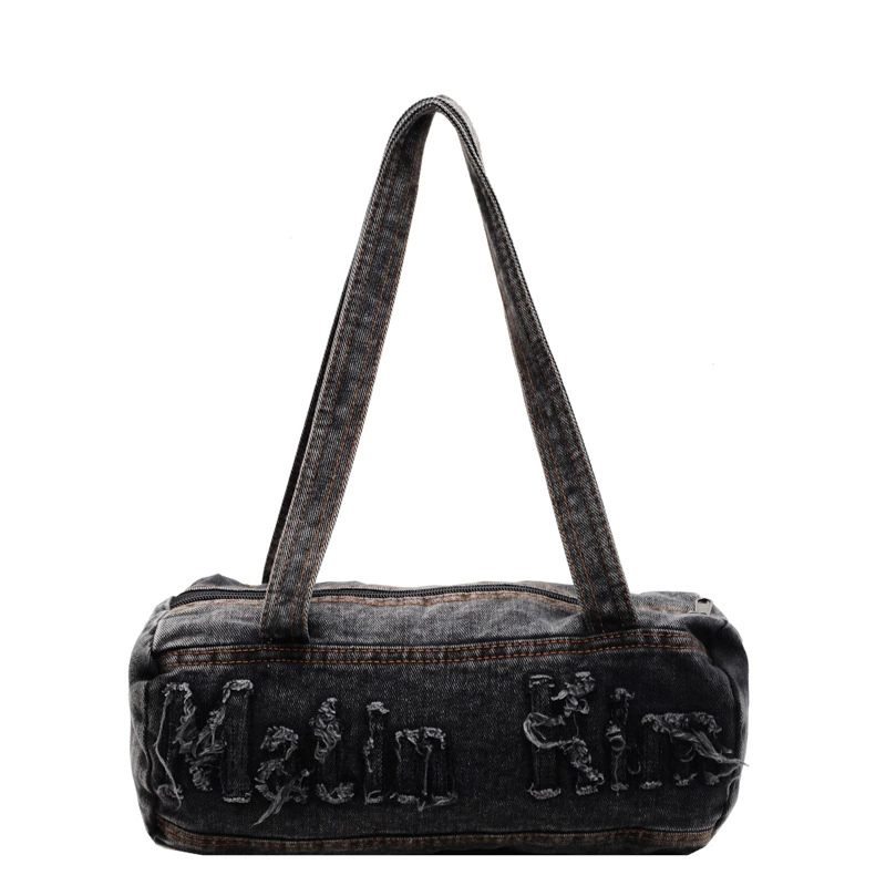 Плечевая сумка из денима, 34×15×13 см, подушка‑формат, лёгкая 0,29 кг