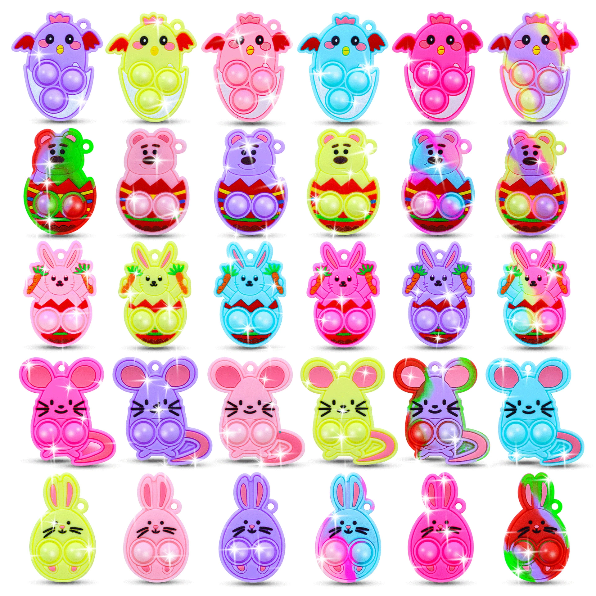 Трансграничная амазонка пасхальный грызунов пионер силиконовый брелок кролик яйцо подвеска нажмите пузырь распаковать игрушку