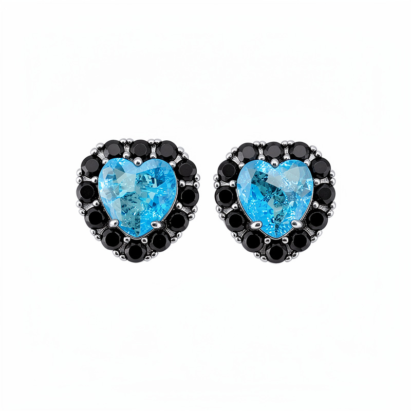 Aguja de plata Zircon amor pendientes de estilo dulce y fresco estilo de nicho de moda aretes ligeros de lujo alta sensación de aretes al por mayor