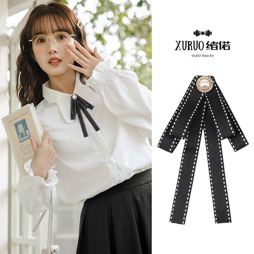 Ladies' Collar Pin Decorative Korean Style Black Tie Pin, Versatile and Elegant Shirt Collar Accessories