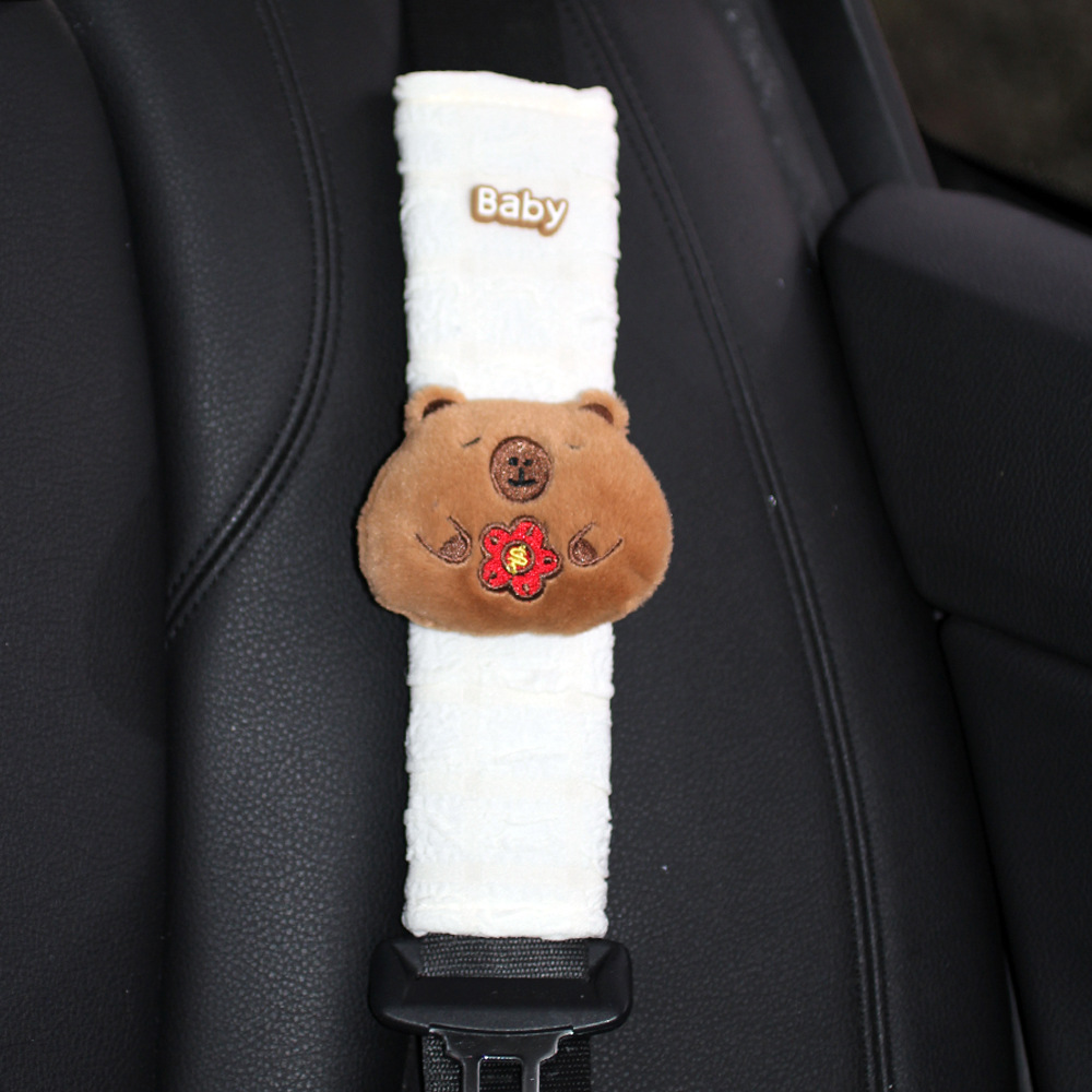 Cyber Celebrous Capybara Pendant Doll Cartonica Pibala Car Seat Belt Shoulder Cover Car Interior Decoration Girl Bag Hanging