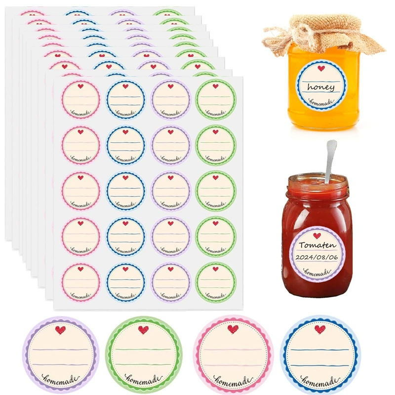 Самоклеящаяся бутылка с этикеткой Симпатичные рукописные бумажные наклейки водонепроницаемая самоклеящаяся бутылка с вареньем с датой этикетки