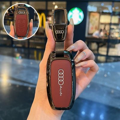 Q7 A4L Q4Etron New A3L Car | Static Rod/Key Bag - type-d-burgundy-car-logo-buckle