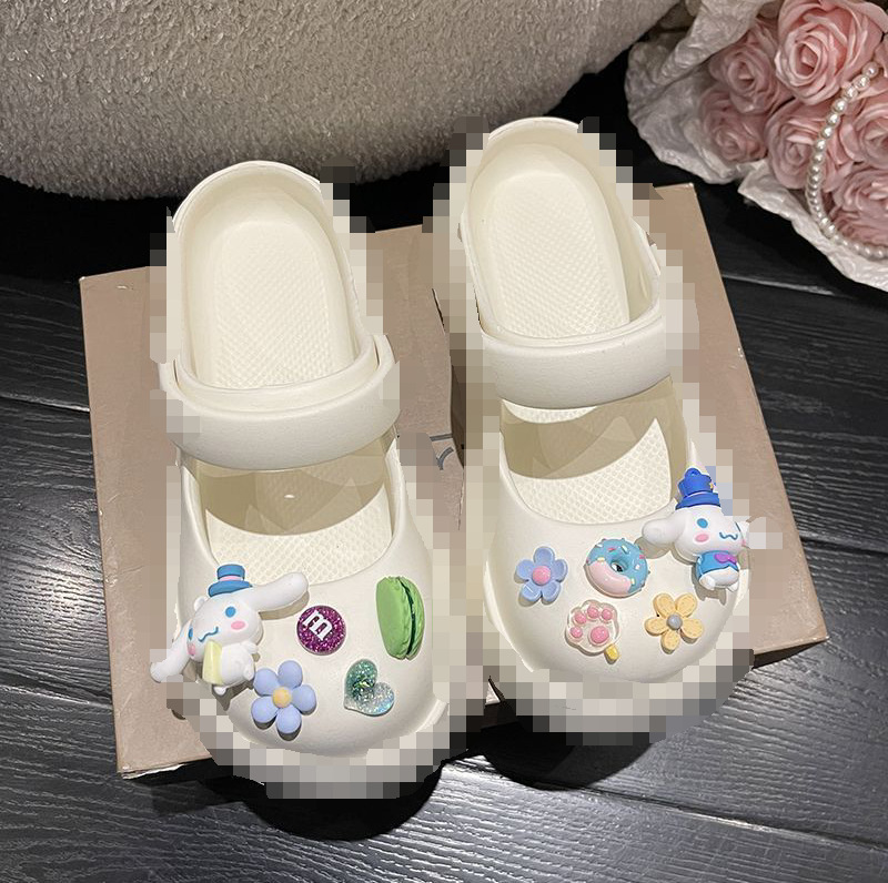 Mary Jane zapatos de agujero de fondo grueso de las mujeres antideslizante zapatillas de estilo Chanel estilo occidental de las mujeres del dedo del pie cerrado sandalias de las mujeres al aire libre