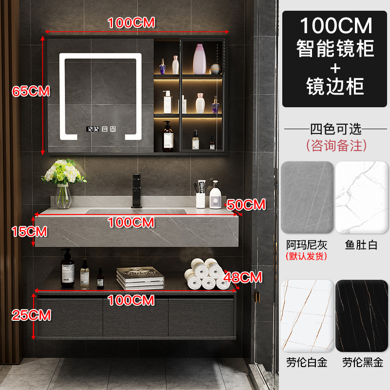 Gabinete principal del 1,0 m + gabinete elegante del espejo de la puerta de cristal (orden e instalación)