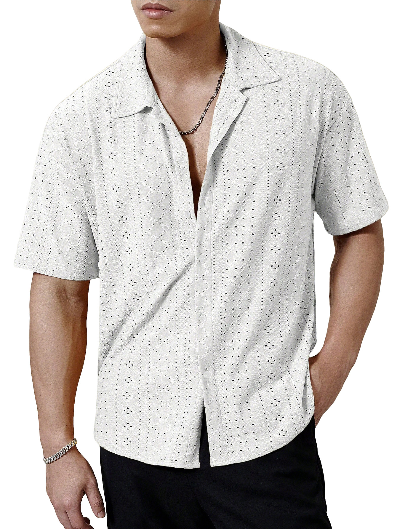 Transfronterizos de hombres Amazon verano nuevo hombre transpirable solapa camisa de manga corta de color sólido camiseta casual americana