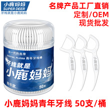 小鹿妈妈牙线 高细剔牙线牙签桶装便捷卫生口腔清洁牙线棒批发厂
